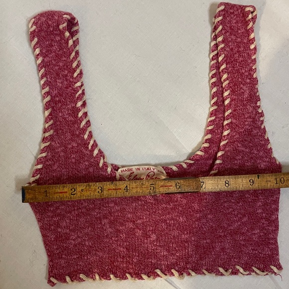 Elaine Post vintage knit bikini / bra top XS extra small pink w/ cream details - Picture 3 of 9
